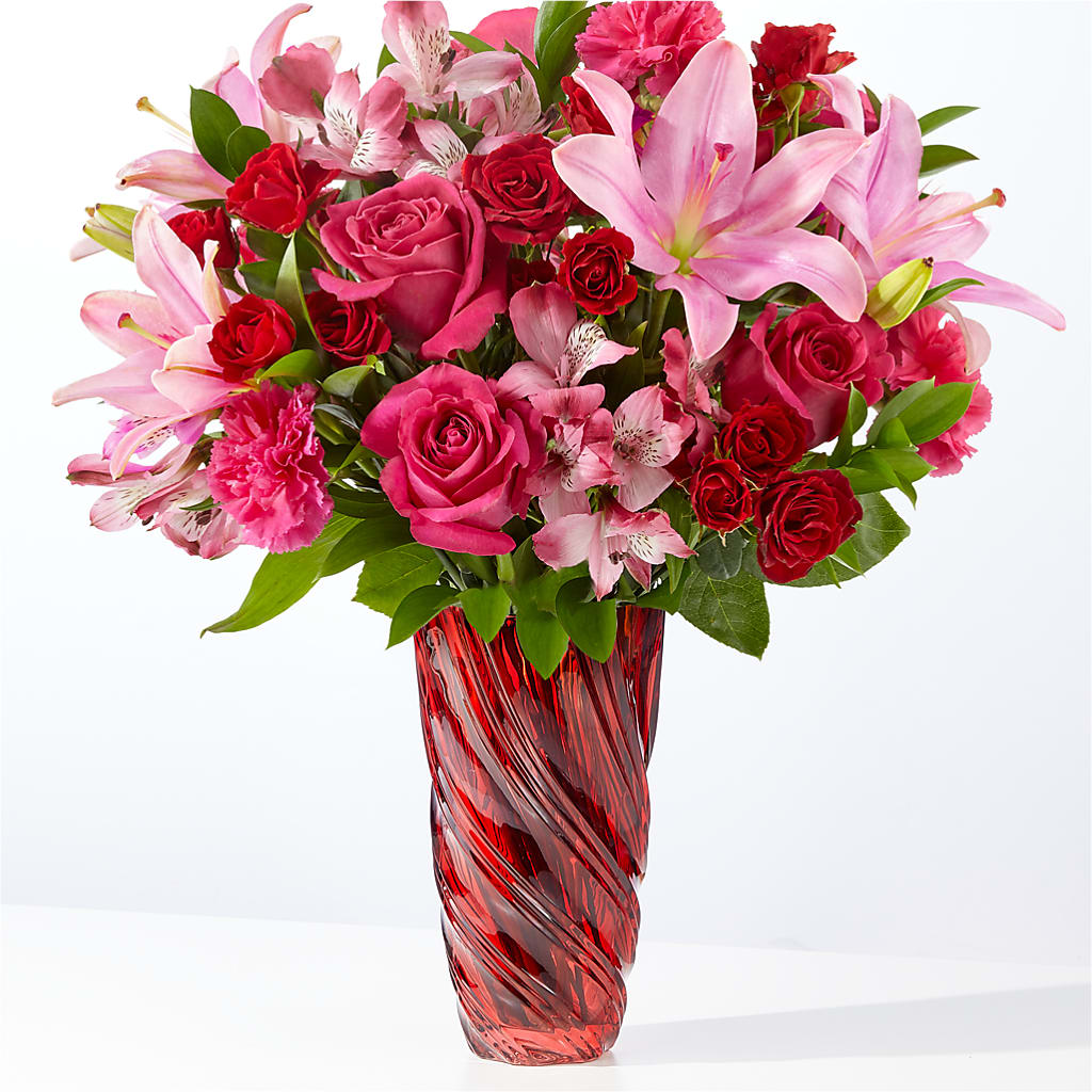 In Love Bouquet with Luxe Swirl Vase – Elise Flowers, Tamarac FL