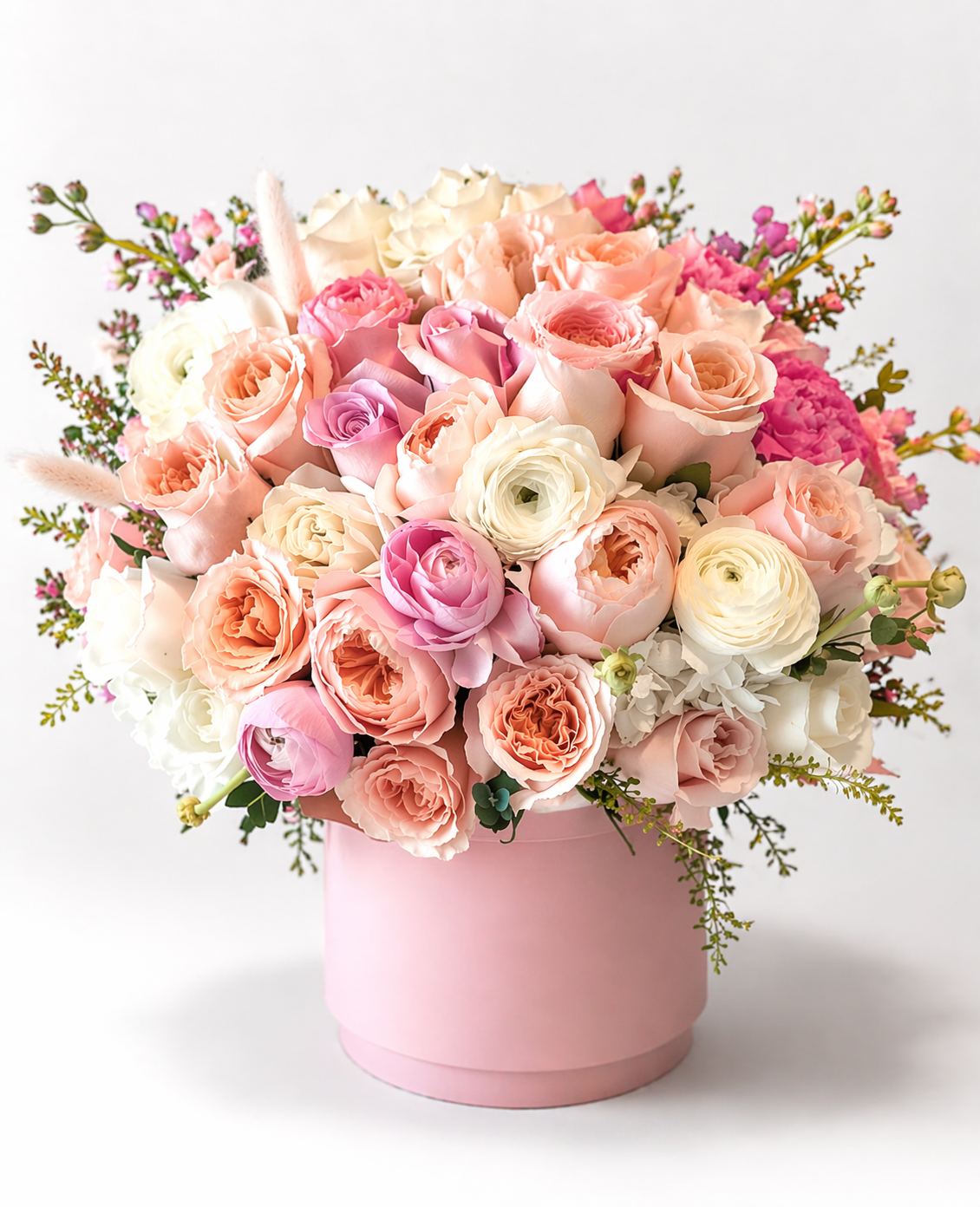 Pastel blush bouquet in box – Elise Flowers, Tamarac FL
