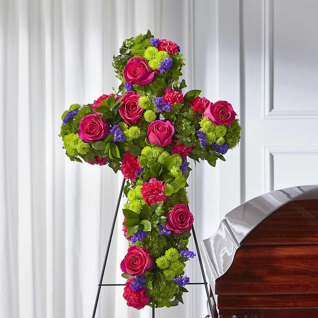 Tribute Rose Floral Cross – Elise Flowers, Tamarac FL