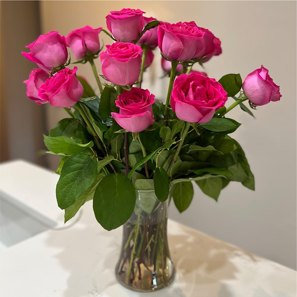 Long Stem Pink Rose Bouquet –  Elise Flowers, Tamarac FL
