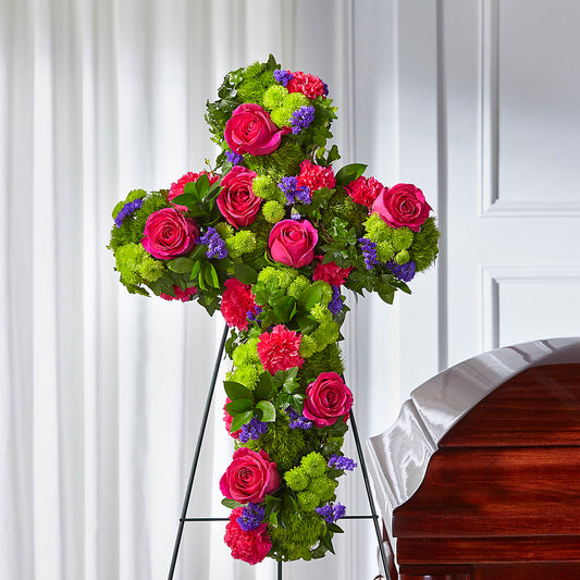 Tribute Rose Floral Cross –  Elise Flowers, Tamarac FL