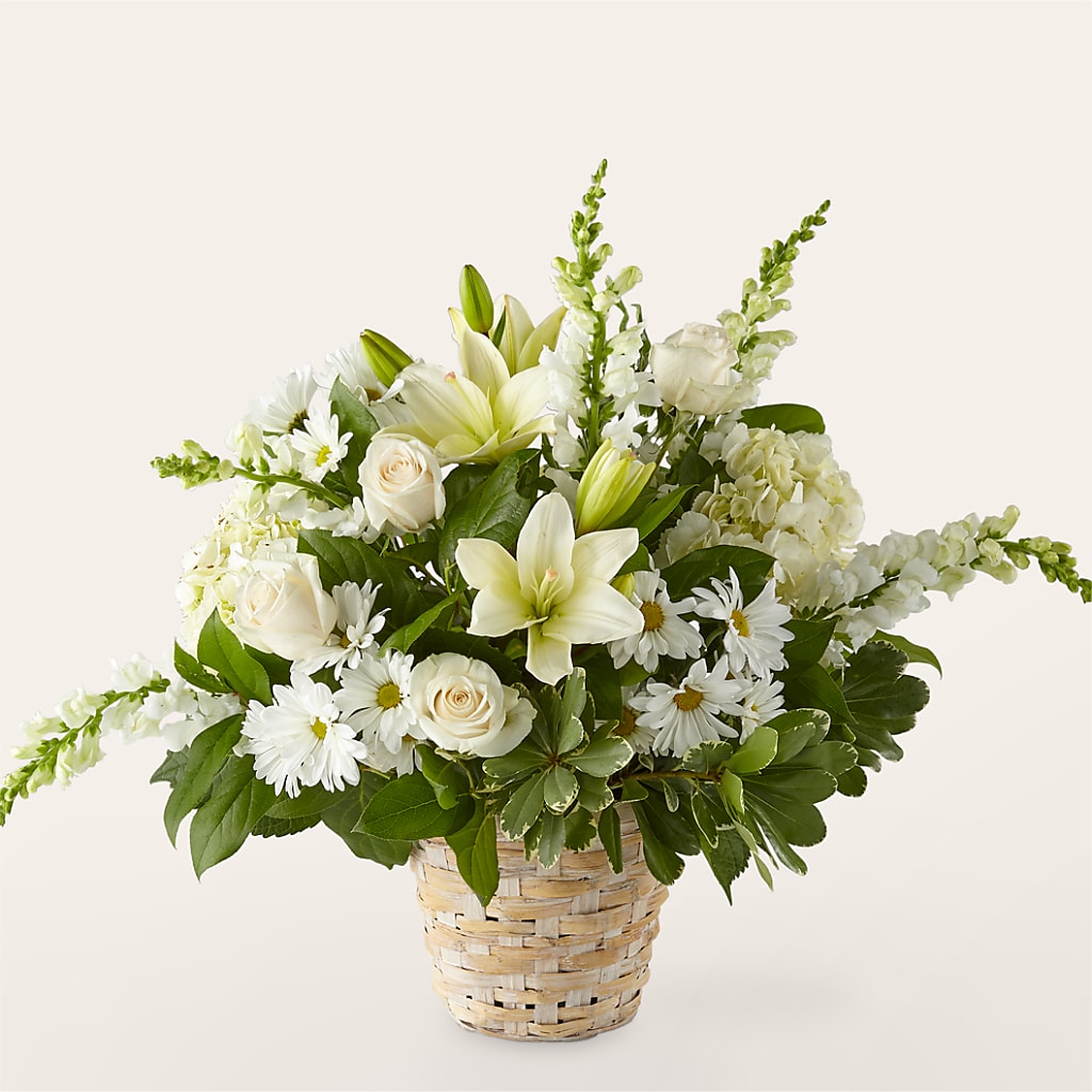 Ivory Elegance Floral Basket –  Elise Flowers, Tamarac FL