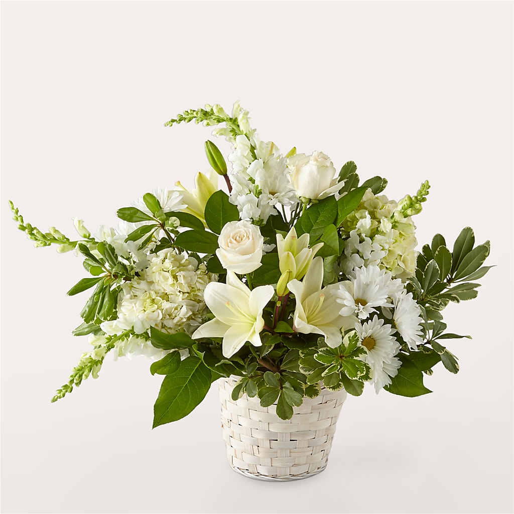 Ivory Elegance Floral Basket –  Elise Flowers, Tamarac FL