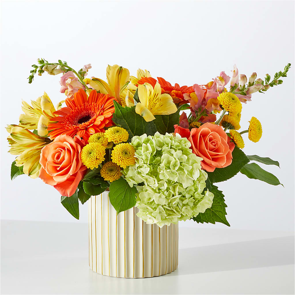 Autumn Sunshine Bouquet with Ivory Vase –  Elise Flowers, Tamarac FL