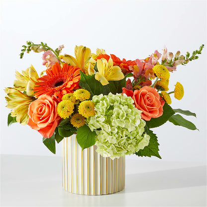 Autumn Sunshine Bouquet with Ivory Vase –  Elise Flowers, Tamarac FL