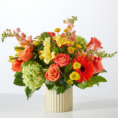 Autumn Sunshine Bouquet with Ivory Vase –  Elise Flowers, Tamarac FL