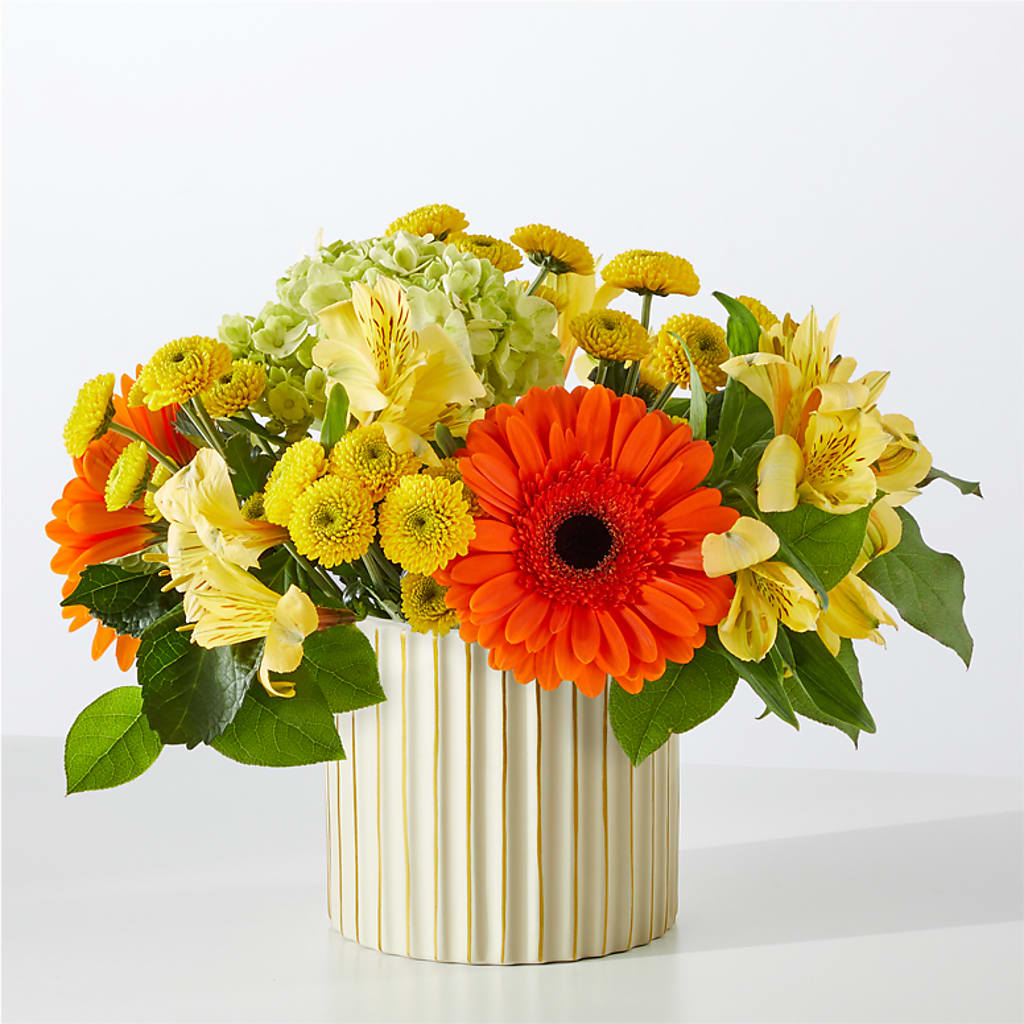 Autumn Sunshine Bouquet with Ivory Vase –  Elise Flowers, Tamarac FL