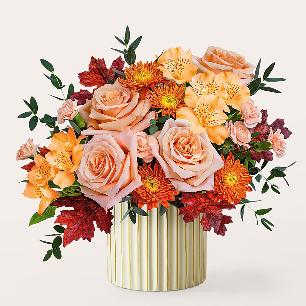 Spiced Latte Bouquet with Ivory Vase –  Elise Flowers, Tamarac FL