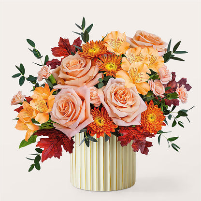 Spiced Latte Bouquet with Ivory Vase –  Elise Flowers, Tamarac FL