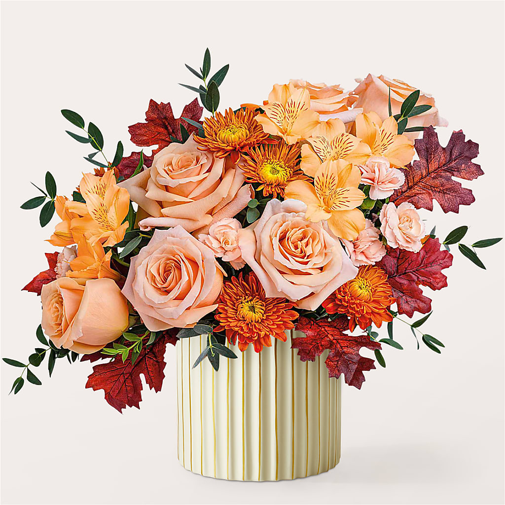 Spiced Latte Bouquet with Ivory Vase –  Elise Flowers, Tamarac FL